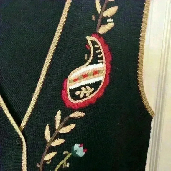 Vintage Koret Sweater Vest size M black floral - Picture 3 of 6